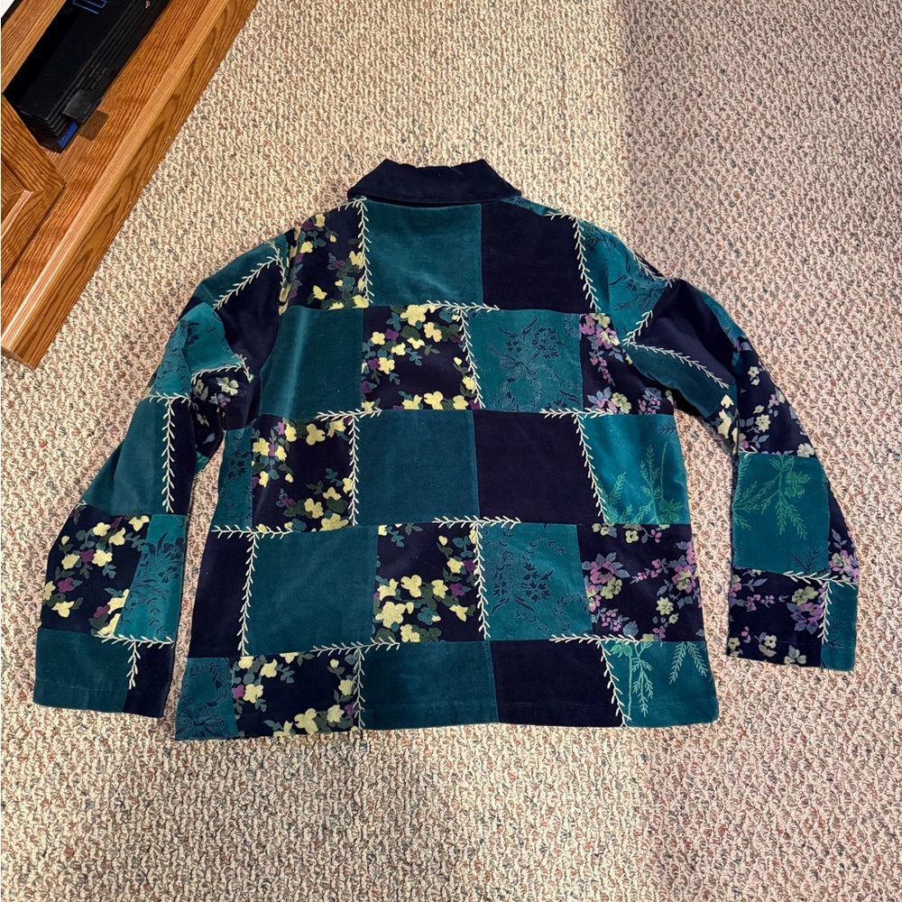 Vintage Turquoise Blue Patchwork Coat Coldwater C… - image 4
